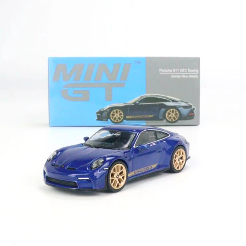 

MINI GT 1:64 Porsche 911 (992) GT3 Touring Gentian Blue Metallic MGT00405-CH LHD Alloy car model Toy racing car