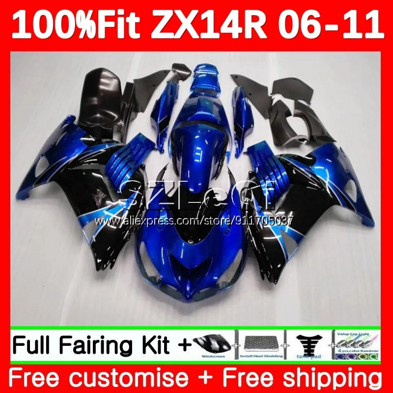 

Сине-черный OEM обтекатель для KAWASAKI NINJA ZX 14R ZZR1400 ZX-14R ZX14R 06 07 08 09 10 11 2006 2007 2008 2009 2010 2011 117LQ.124
