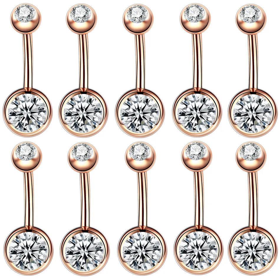 

Кольцо для пирсинга пупка из хирургической стали с одним кристаллом, 20 шт./лот