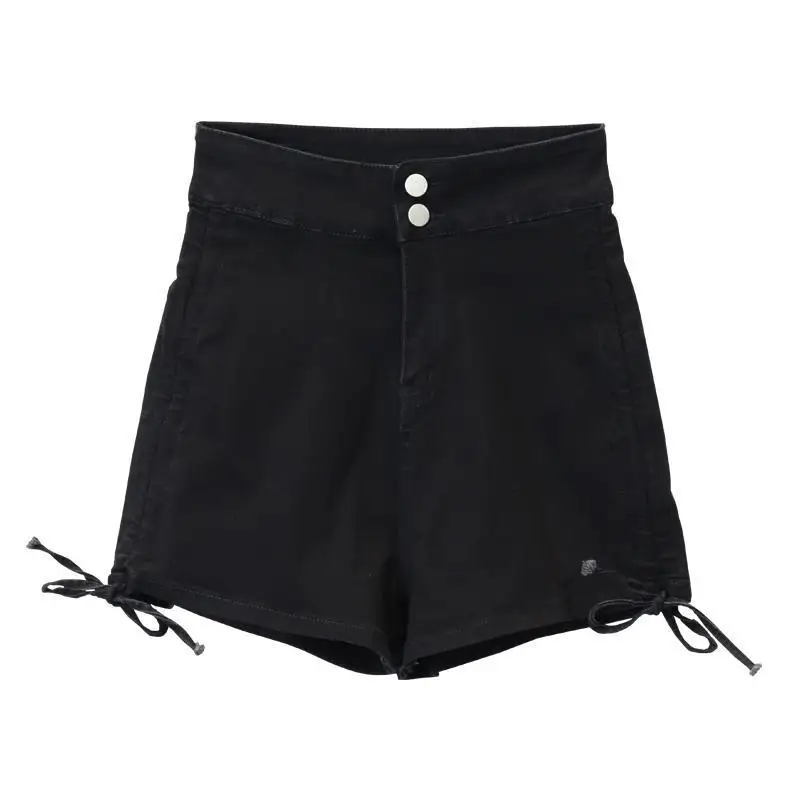 2023 Strap and Drawstring Denim Shorts for Women High Waisted Slim Short Jeans Wide Leg Pants A-line Hot Pants Pantalones Cortos