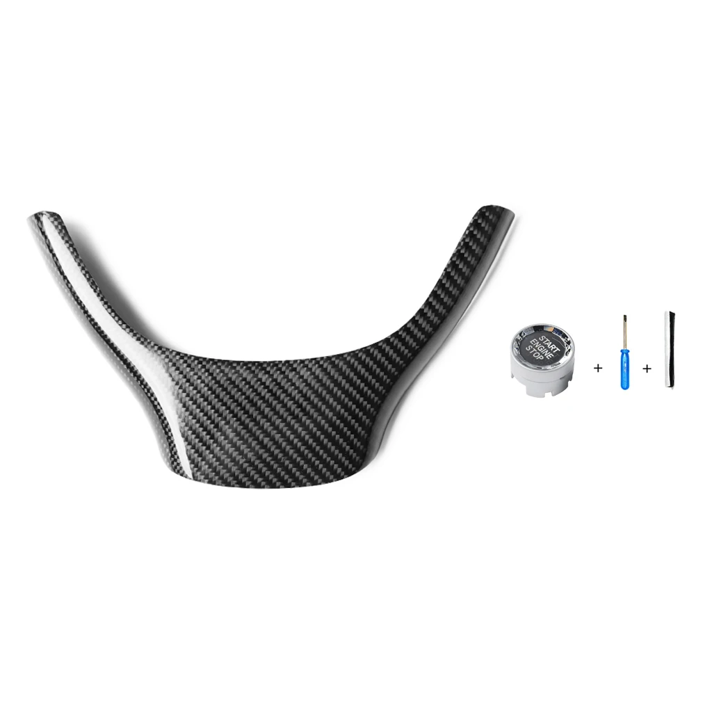 

Real Carbon Fiber Steering Wheel Cover With Engine Start Buttons Accessories Fit for BM-W 5 series F10 F18 2009-2016