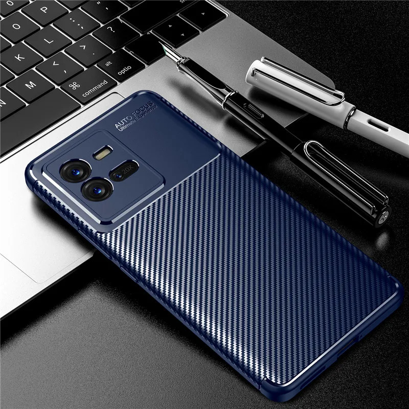 Matte Carbon Fiber Case For iQOO 10 Pro Cover Soft TPU Silicone Cover for Vivo iQOO 10 Bumper Vivo iQOO 10 Pro 6.78 inch