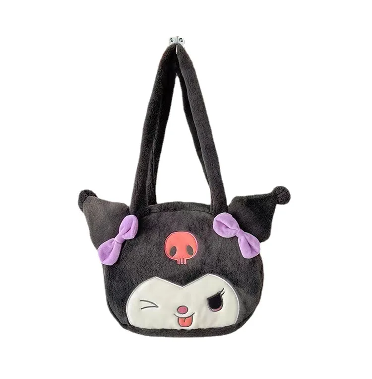 Мягкие плюшевые Наплечные сумки Kawali Kuromi черного и фиолетового цвета