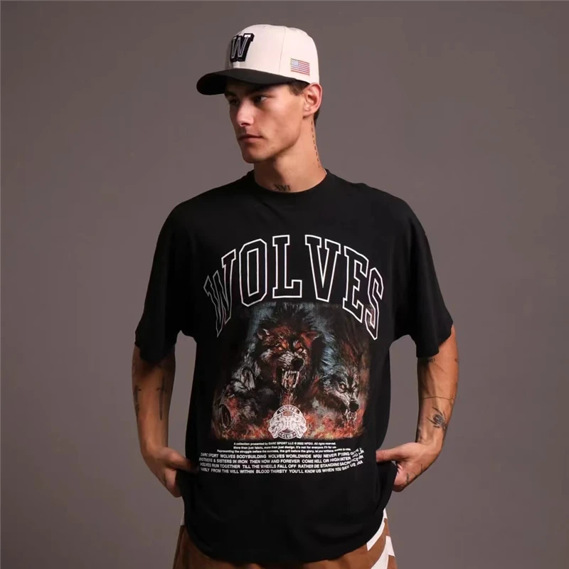 

Футболка DARC мужская оверсайз с принтом «Цербер», Спортивная тенниска из 100% хлопка в стиле хип-хоп, Повседневная летняя рубашка в стиле Харадзюку, топы с короткими рукавами