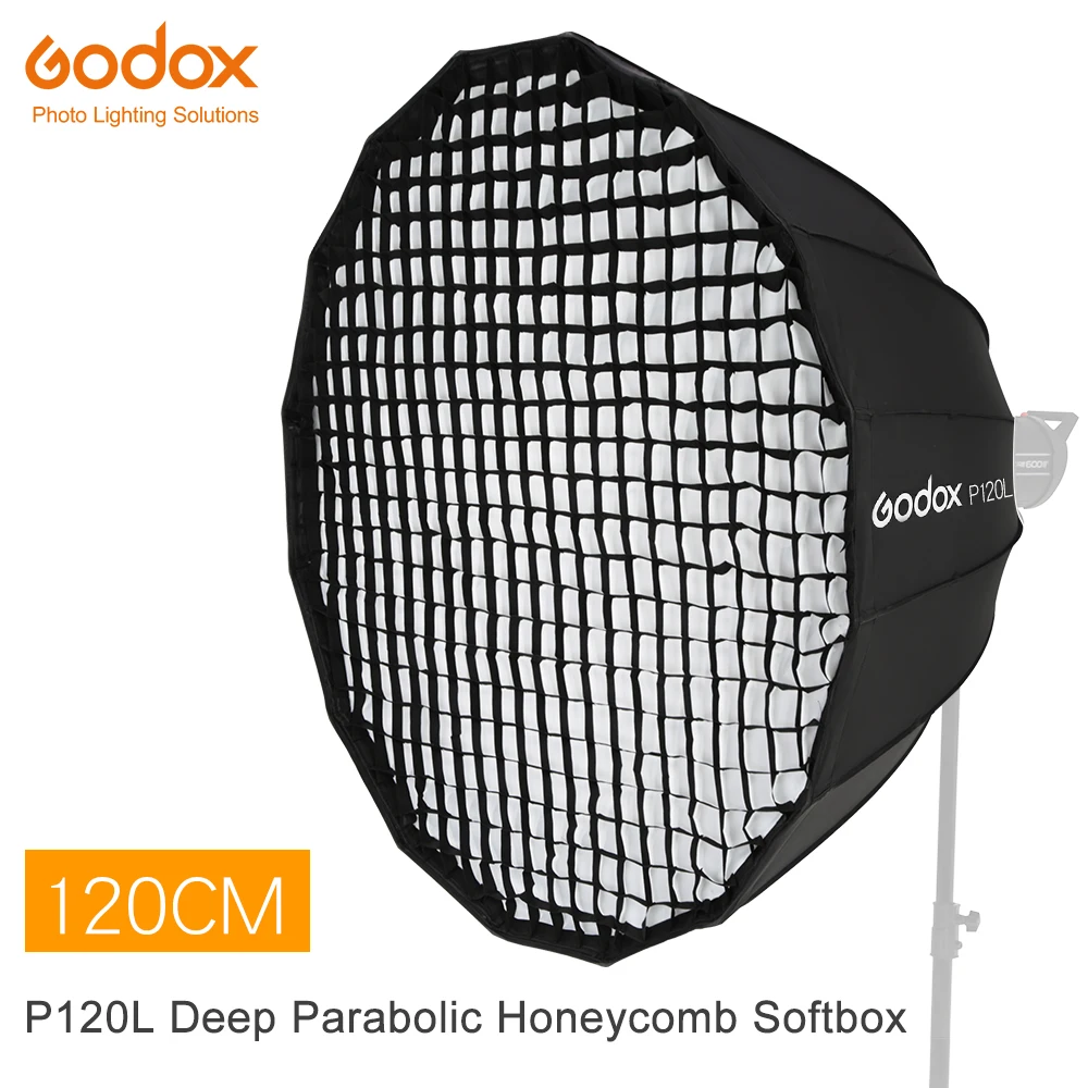 

Godox Portable P120L 120CM Deep Parabolic Honeycomb Grid Softbox Bowens Mount Studio Flash Reflector Photo Studio Softbox