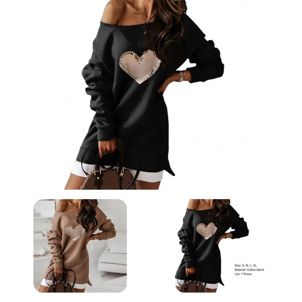 

Practical Women Dress Stylish Stretchy Elegant Autumn Warm Sweatshirt Dresses Long Sweatshirt Mini Dress