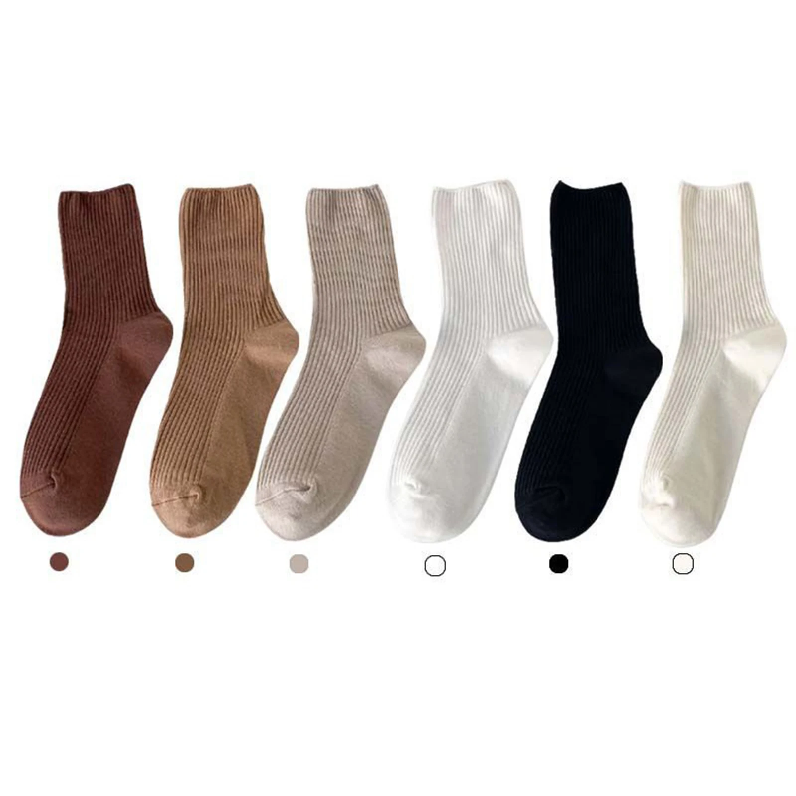 

Осенне-зимние теплые носки для женщин, вязаные однотонные длинные носки в рубчик в стиле Харадзюку, женские модные чулки