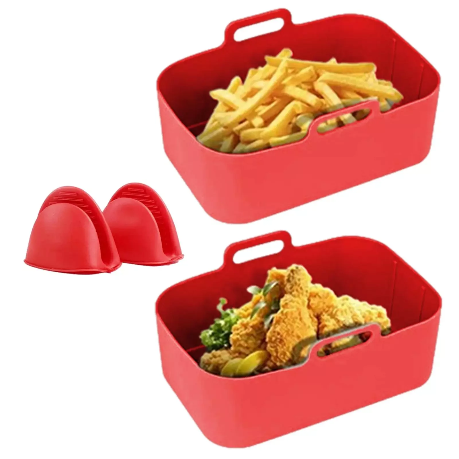 

Air Fryer Silicone Pot Silicone Air Fryer Pot With Handles For Safe Use In Air Fryers Ovens Microwaves Freezers And