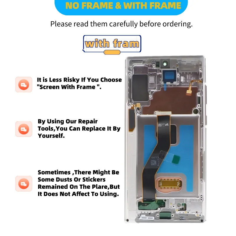 Kup Oryginalny Wyświetlacz LCD Do Samsung Note 10 Plus N975 Wyświetlacz LCD Galaxy Note 10 N970 Ekran Dotykowy Digitizer AMOLED LCD Z Kropkami