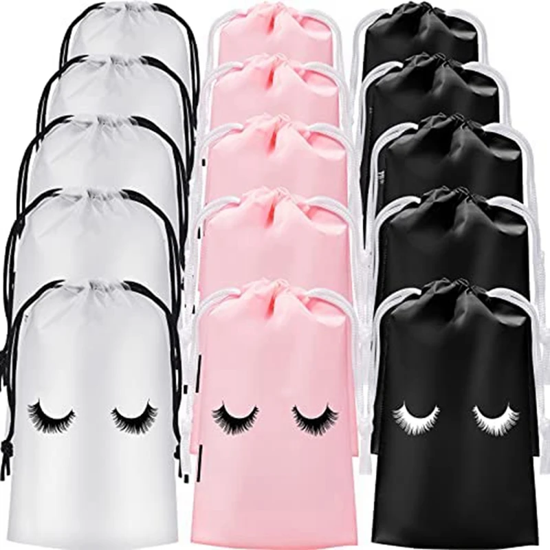 

60 Pcs Lash Bags Toiletry Aftercare Bags Drawstring Cosmetic Pouch Empty Purse Case Organizer For Women 4X6 Inch