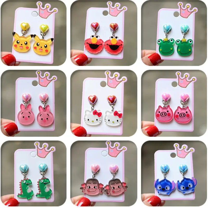 

Симпатичные Мультяшные серьги для детей без проколов, клипсы для ушей, серьги с мультяшными подвесками, серьги для девочек, студентов, подар...