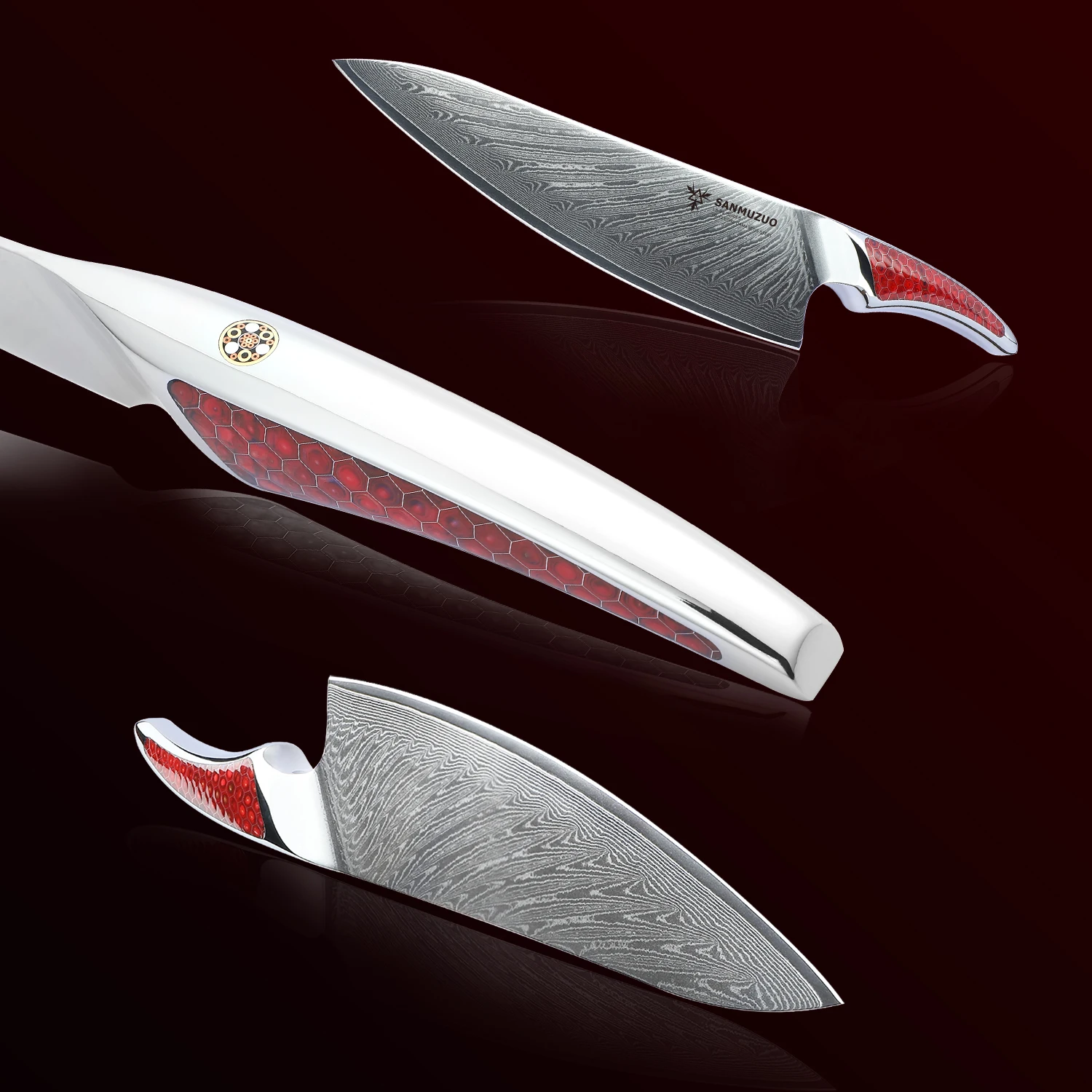 SANMUZUO 8-дюймовый нож шеф-повара японский кухонный из дамасской стали VG-10 ручка