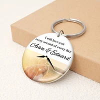 personalized couple keychain custom photo keychain picture keyring engraved text key chain wedding anniversary gifts for her him