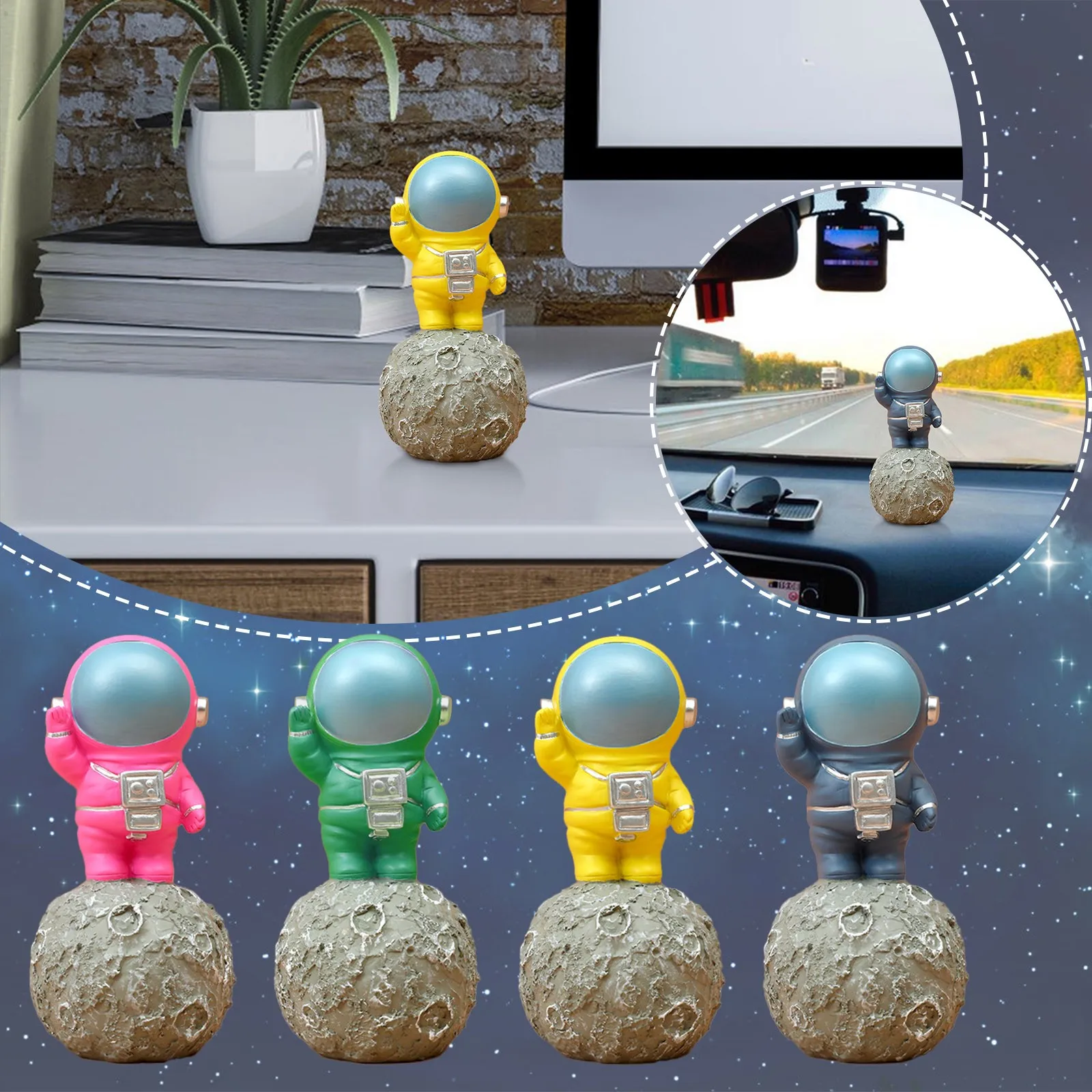 

Astronaut Standing On Moon Figurine Decor Resin Cute Astronaut Statue Spaceman Figure Sculpture Home Room Office Ornaments