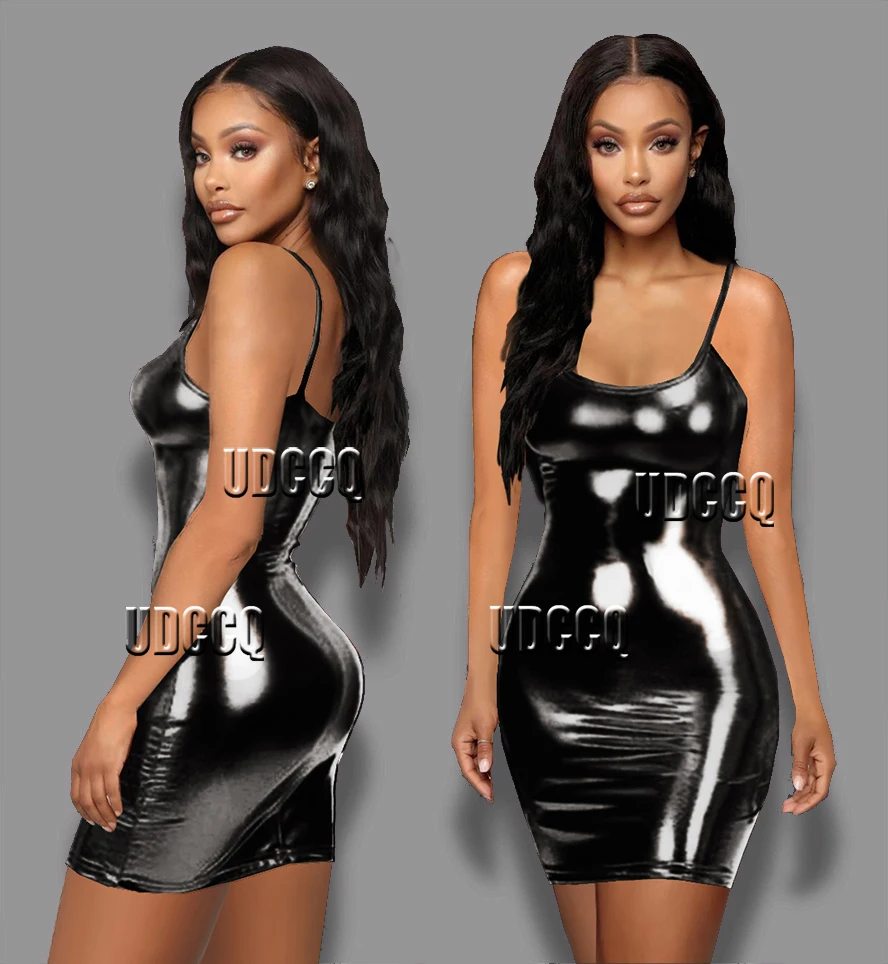 Пикантное блестящее металлическое нижнее белье из искусственной кожи ПВХ