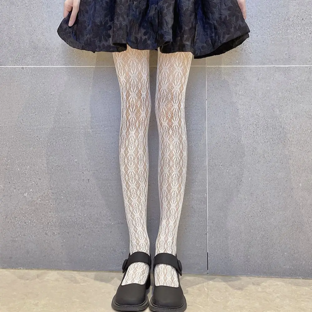 

Модные французские черные белые жаккардовые чулки в стиле "Лолита", милый дышащий подарок для женщин и девушек, ажурные колготки, женские пи...