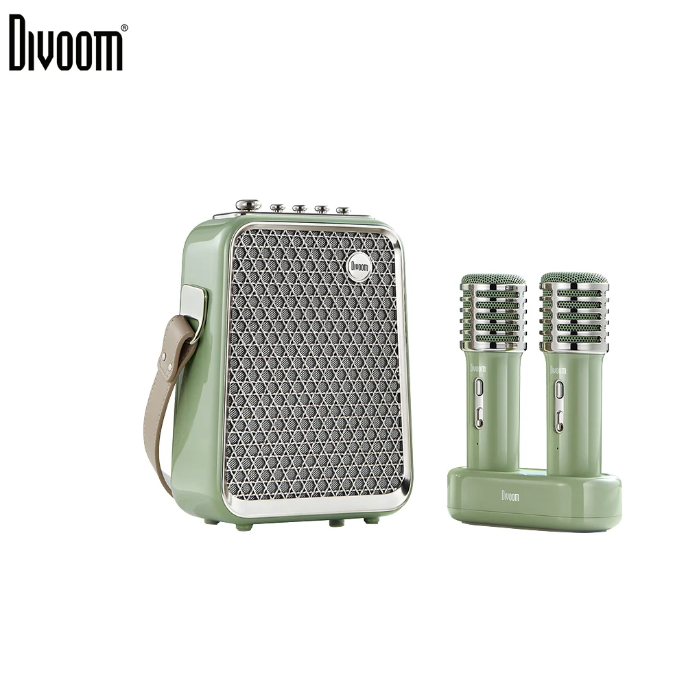 Original Divoom Songbird Home ktv Sound Set Portable Outdoor Karaoke Bluetooth Small Speaker With Dual Wireless Microphone