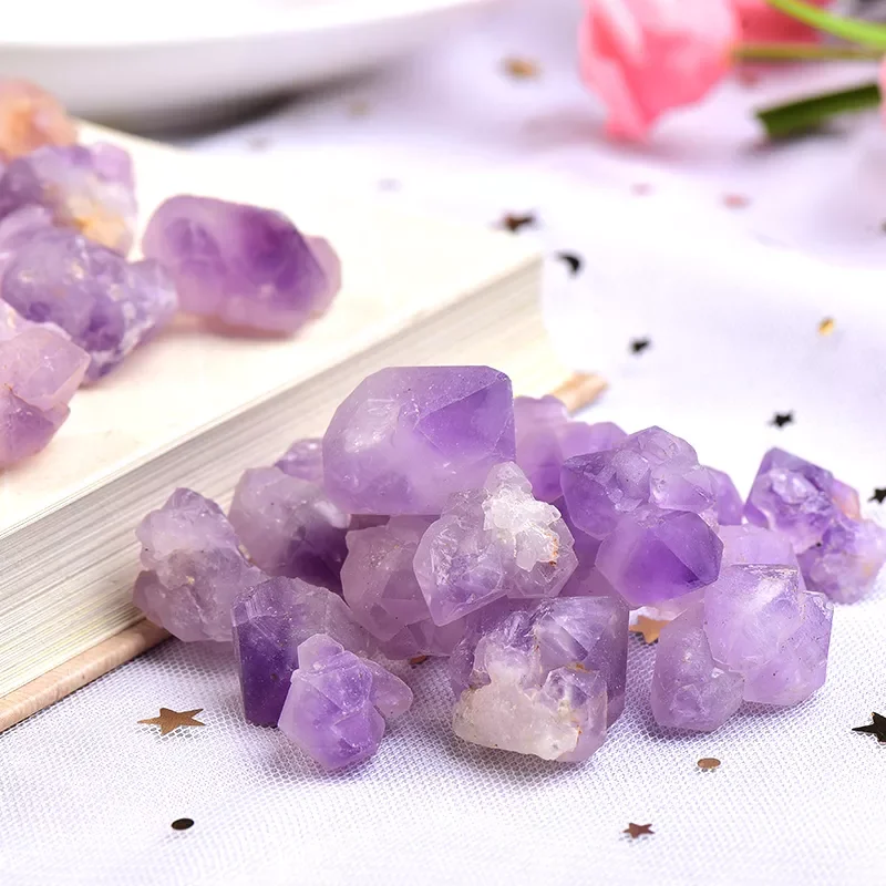 

NEW IN 50/100g Natural Amethyst Raw Quartz Small Cluster Healing Reiki Stone Crystal Point Specimen Home Decor Raw Crystals Mine