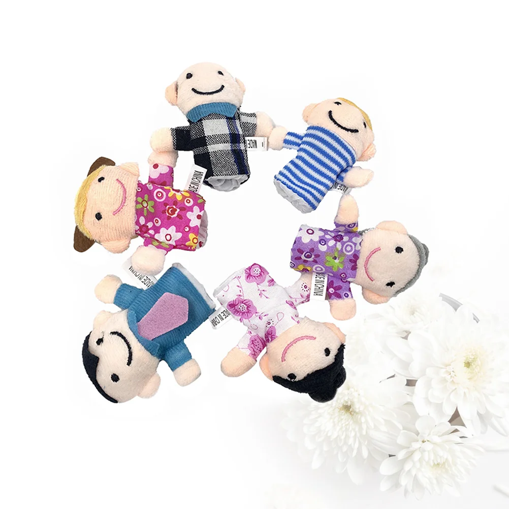 

6PCS Finger Puppets Family Members Softs Hand Puppets Toys Birthday Gifts for Kids Party Favor Toddlers Shows Playtime Schools