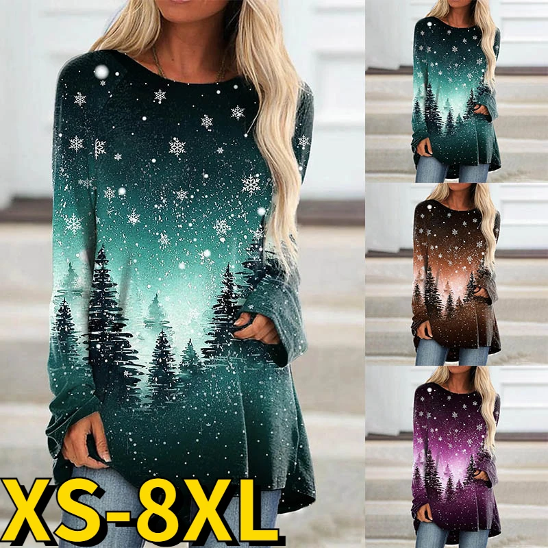 

Женская футболка с длинным рукавом, круглым вырезом и 3D-принтом