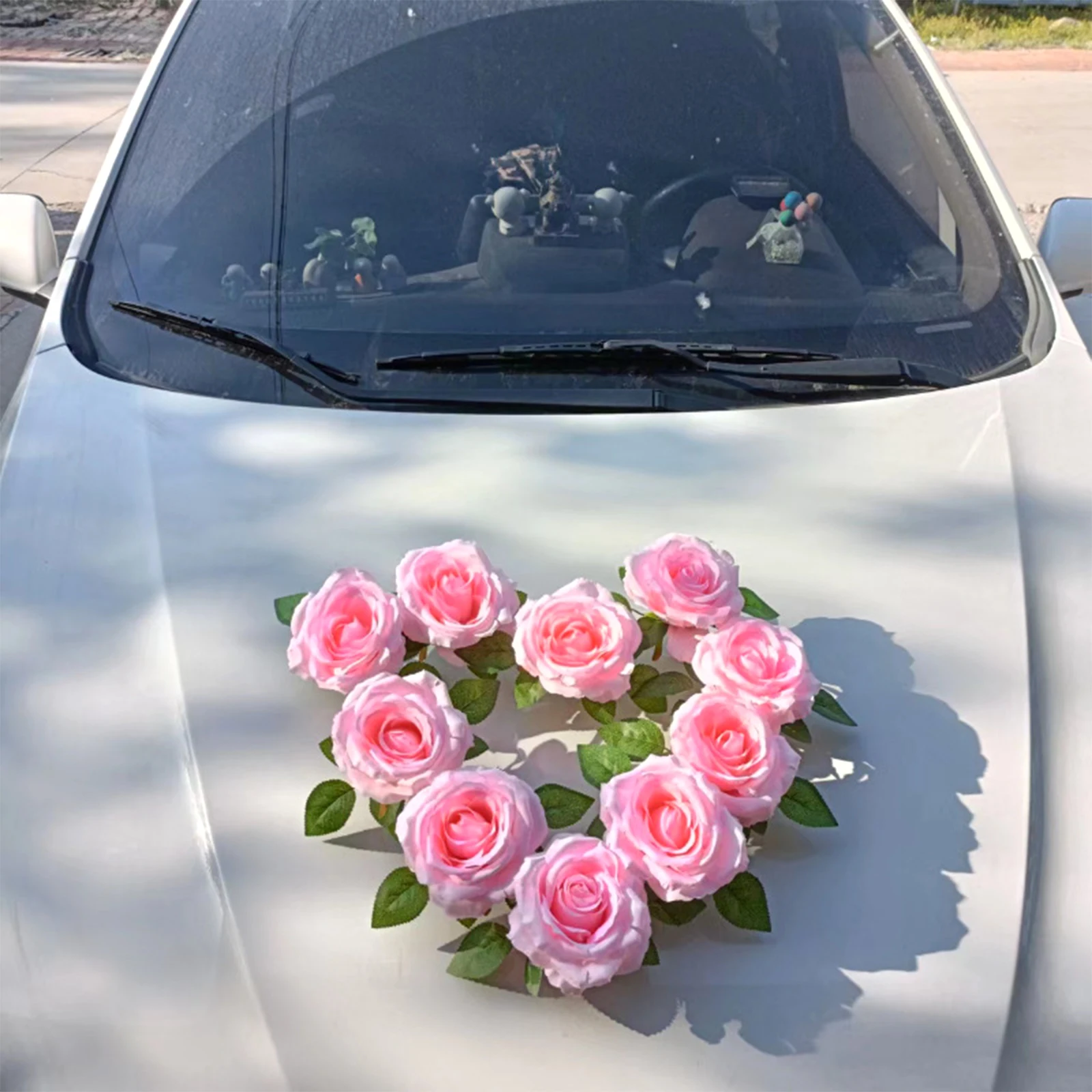 

9pcs Artificial Flower Wedding Car Decor Kit Romantic Silk Fake Rose Peony Floral Valentine's Day Gift Party Festival Supplies