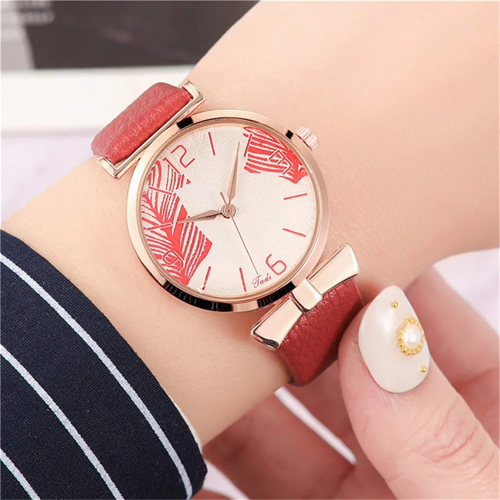 

Belt Ladies Pattern Digital Ladies Watch Casual Fashion Watch Leaf Quartz Women's Watch Stopwatch Wrist Watch Women Men's Watch