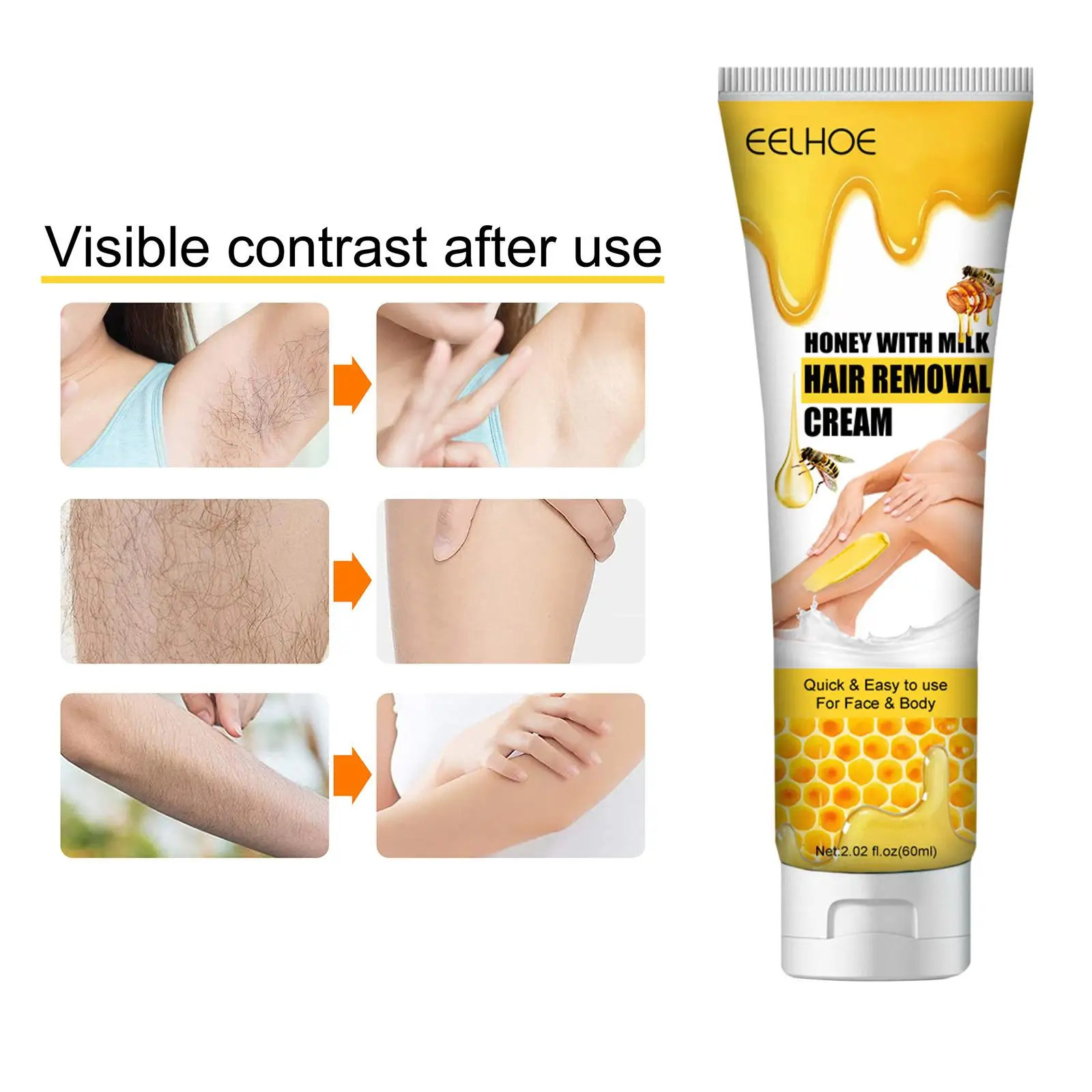 

Hair Removal , Depilatory , Portable Hair Remover , Gentle Soothing 60ml for Chest, Armpit, Arm, Legs