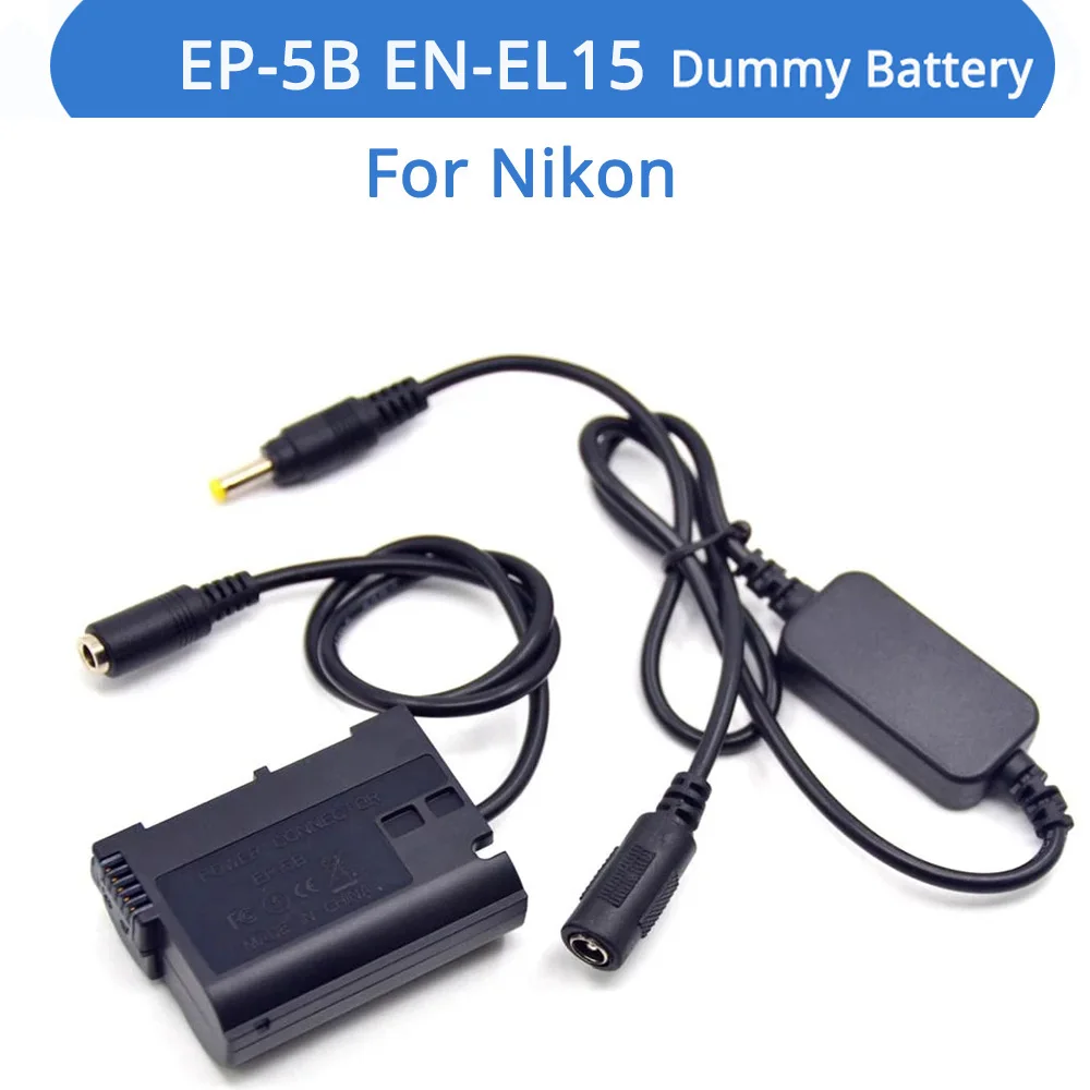 

12V-24V Step Down Charger Cable EP-5B DC Coupler EN-EL15 Dummy Battery For Nikon Z7 Z6 D850 D810 D800E D750 D610 D600 Camera