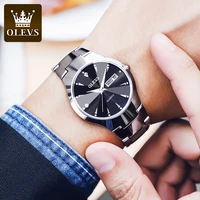 olevs mens watches top brand luxury tungsten steel quartz watch fashion new luminous watch waterproof wear resistant clock 8697