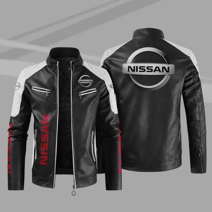 

Мужская зимняя куртка с логотипом автомобиля Nissan, модная мотоциклетная куртка на молнии, верхняя одежда, утепленная кожаная мужская куртка, новинка 2023