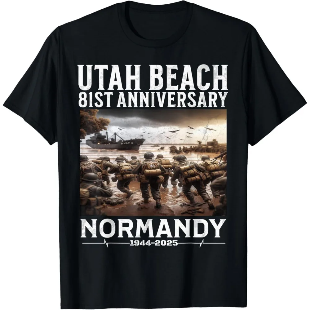 Фото Футболка D-Day 81th Anniversary 2025 Normandy D-Day Utah Beach 1944 года, летние дышащие топы Camisetas Nostalgia в стиле ретро №1