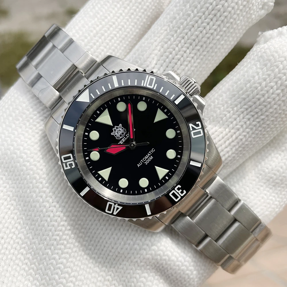

STEELDIVE SD1955 Mens Mechanical Watches Ceramic Bezel Black Dial NH35 200M Waterproof Luminous Automatic Dive Watch