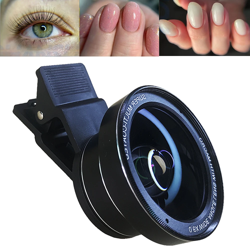 

2 IN 1 Lens Universal Clip 37mm Mobile Phone Lens Professional 0.6x Super Wide-Angle + Macro HD Lens For iPhone Android