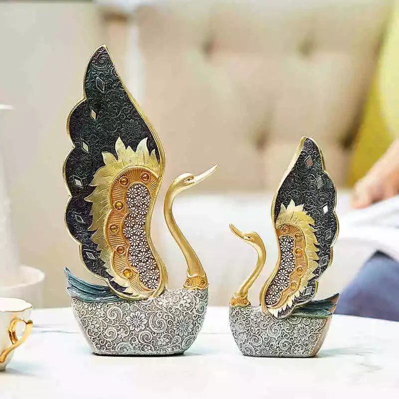 

home bedroom office desk accessories Wedding figurine swan decor christmas decoration figurines Resin ornaments Animal statue