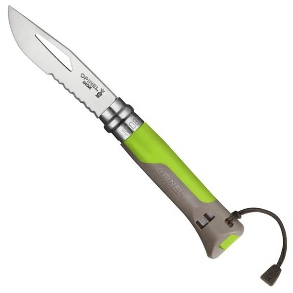 Opinel No 8 Outdoor (Green) Stainless Steel Folding Pocket Knife with Polymer Handle Camping Hiking Trekking Outdoor Hunting