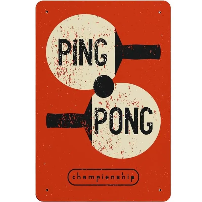 

Wall Decor Tin Sign Ping Pong Typographic Vintage Grunge Style Poster Metal Painting Posters Decorations Vintage Iron Signs