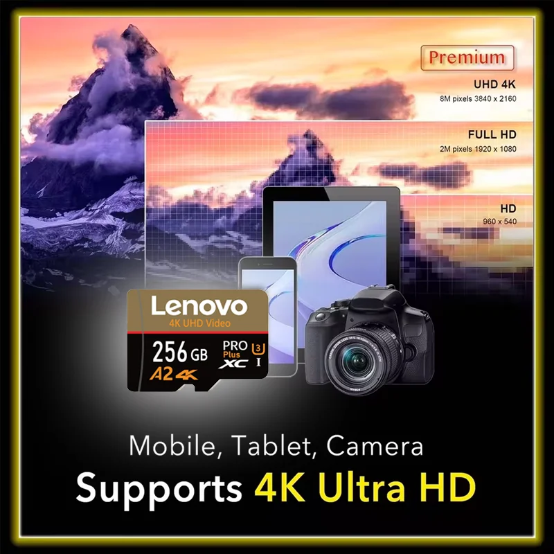 Фото Карта памяти Lenovo Ultra Micro TF 512 ГБ/256 ГБ/128 ГБ/64 ГБ/32 ГБ, высокоскоростная мини-карта SD для хранения видеофайлов 4K UHD №5