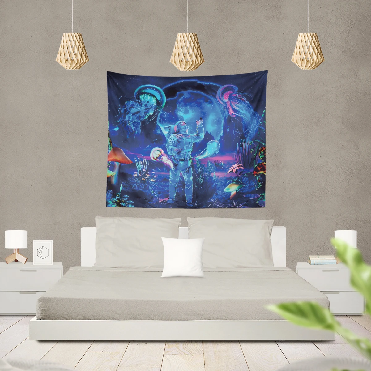 Настенный Гобелен С Изображением Астронавта Неоновый Цвет Схема Фэнтезийное