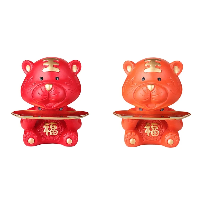 

Tiger Lucky Sculpture Storage Tray Home Storage Animal Resin Money Box Room Decor Key Snack Organizer Home Decor