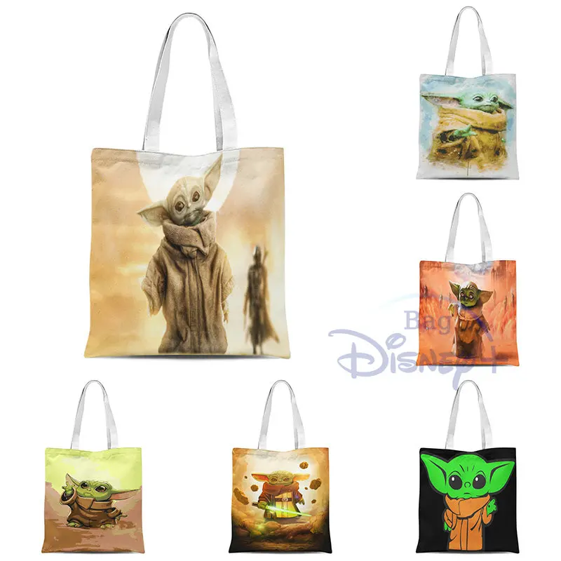 

Disney Shoulder Bags Handbag Child School Book Beach Scrooge Grogu Money Shopper Tote Canvas Trendy High Capacity Hand Bags