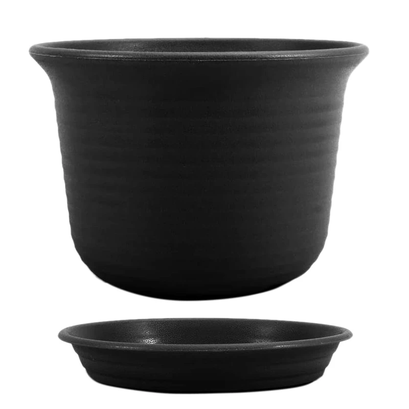 

12Pcsplastic Flower Plant Pots,Plant Containers With Drainage Holes And Trays,Decorative Round Seedling Nursery Planters