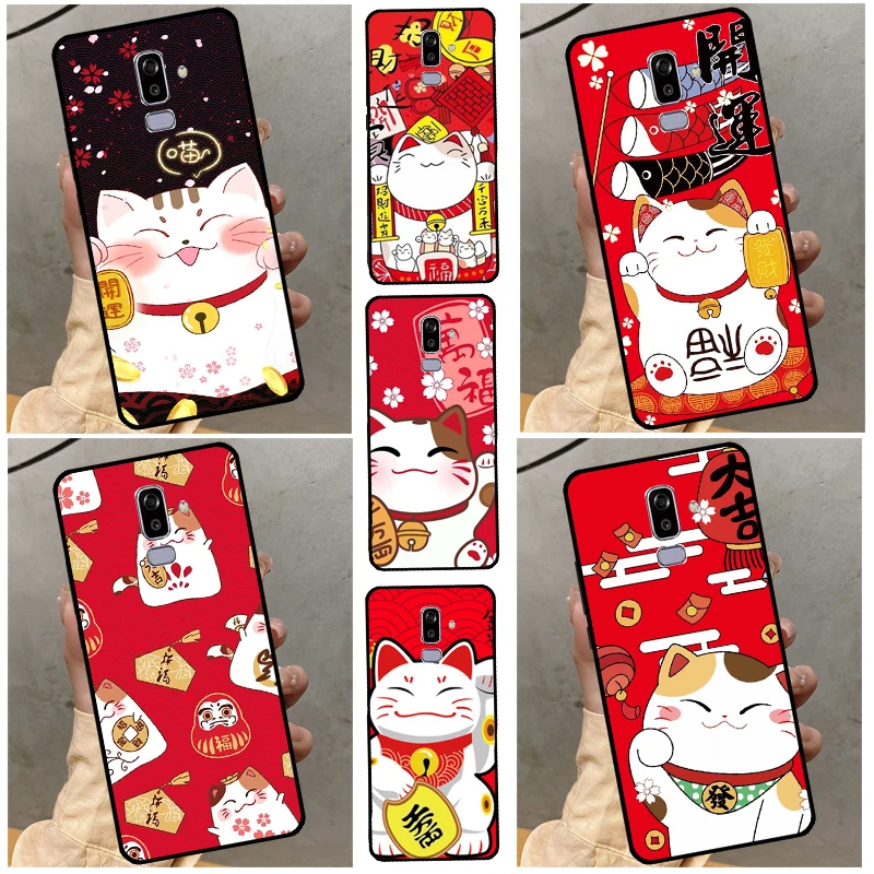 Maneki Neko Lucky Money Cat Case For Samsung J3 J5 J7 2017 J1 A3 A5 2016 J4 J6 Plus A6 A7 A8 A9 J8 2018 Cover Coque