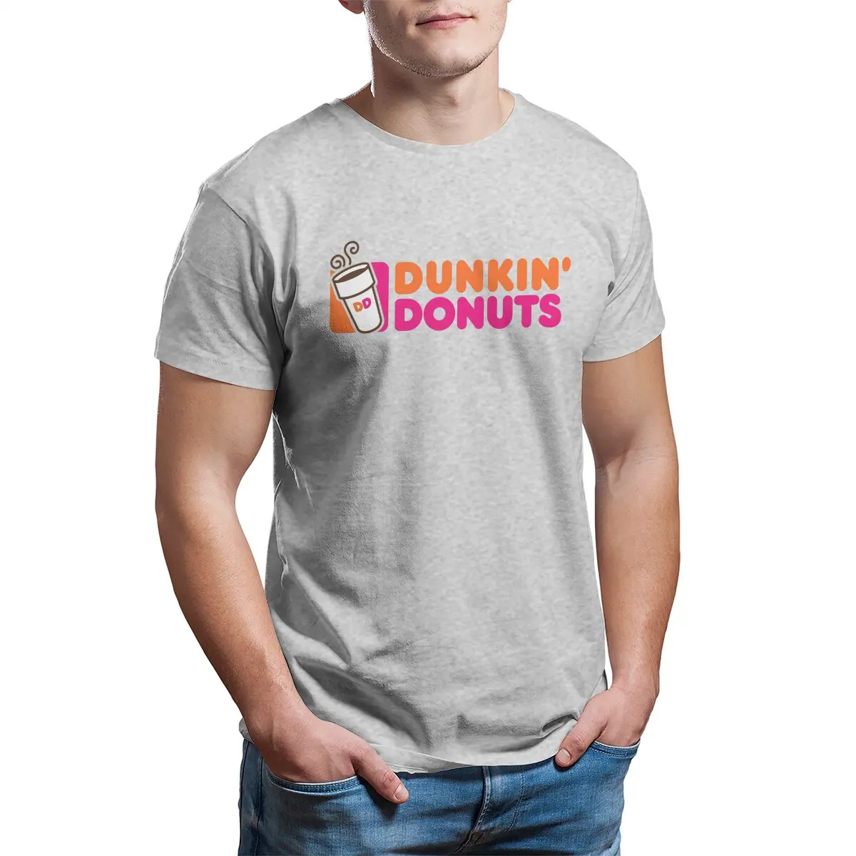 Men's 100% cotton summer loose size Creative Graphic printed slim fit casual sports round neck short sleeved T-shirt top