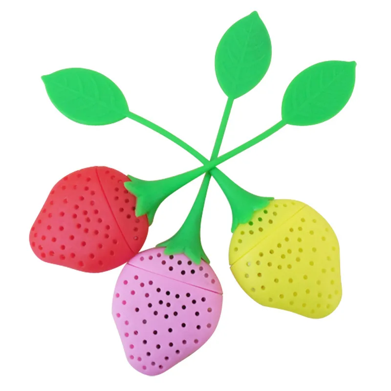 

20pcs/lot Silicone Tea Filter Strawberry Shape Tea Strainer Herbal Spice Infuser Tea Leak Kitchen tools