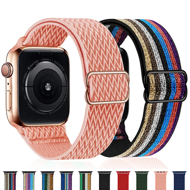 Scrunchie Strap for Apple watch band 44mm 41mm 45mm 40mm 38mm 42mm Elastic Nylon solo Loop bracelet iWatch serie 7 6 watchband