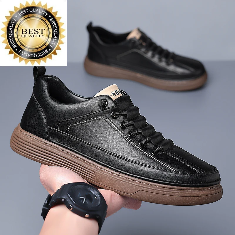 

Thick Soled Outdoor Hiking Fashion Shoes Men's Oxford Minimalist Small White Genuine Leather Casual