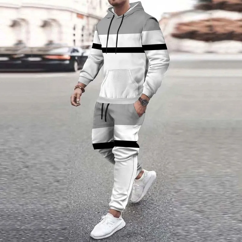 2023 New Sportswear Men's Hooded Sweatshirt Suit Spring and Autumn Pullover Hoodie + Casual Trousers 2-Piece Jogging Sports Suit