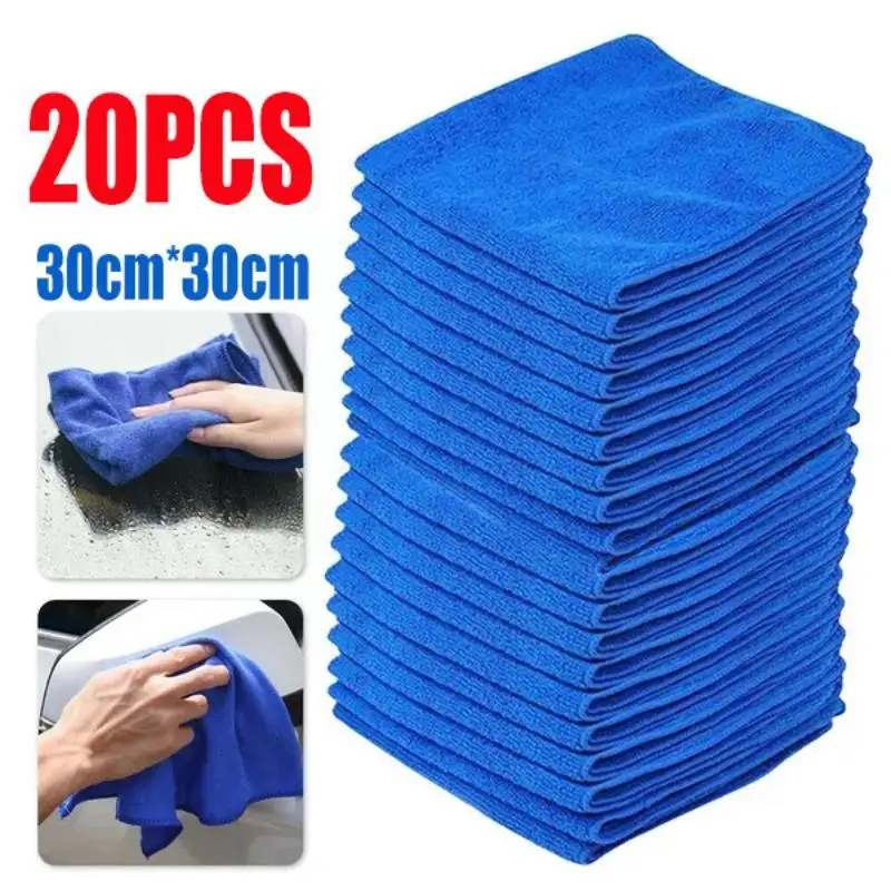 

20pcs Car Wash Microfiber Towels Soft Drying Cloth Hemming Tools Duster Suction Water 30x30cm Wash Cleaning Towel Polishing S9L2