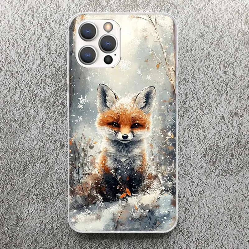Фото Чехол для телефона Animal Fox для iPhone 13 12 Mini 11 Pro Max XS XR X Max 7 Plus 8 SE 6 6S 5 5S Мягкий силиконовый чехол с принтом №4
