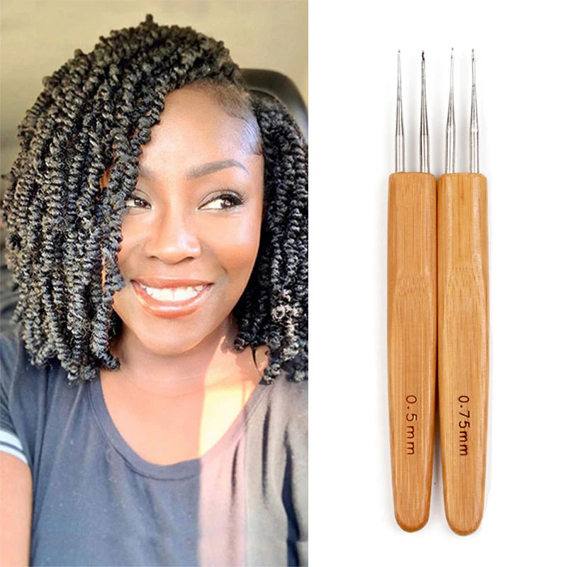 

1 Pcs Profeesional Dreadlock Crochet Bamboo Handle Hook 0.5Mm 0.75Mm 1-Hook 2-Hooks 3-Hooks Needle For Dreads Lock Needle